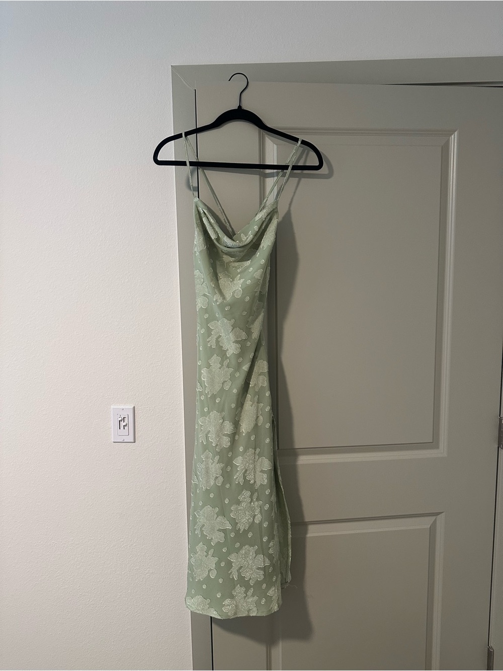 Hello Molly Sage Green Floral Satin Slip